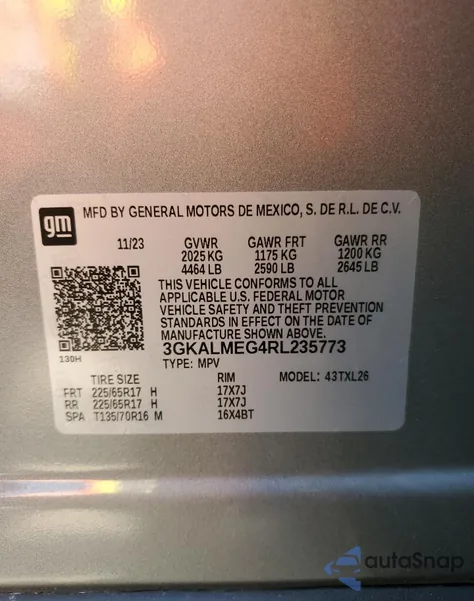 2024 GMC Terrain Sle z USA, uszkodzony, nr VIN 3GKALMEG4RL235773